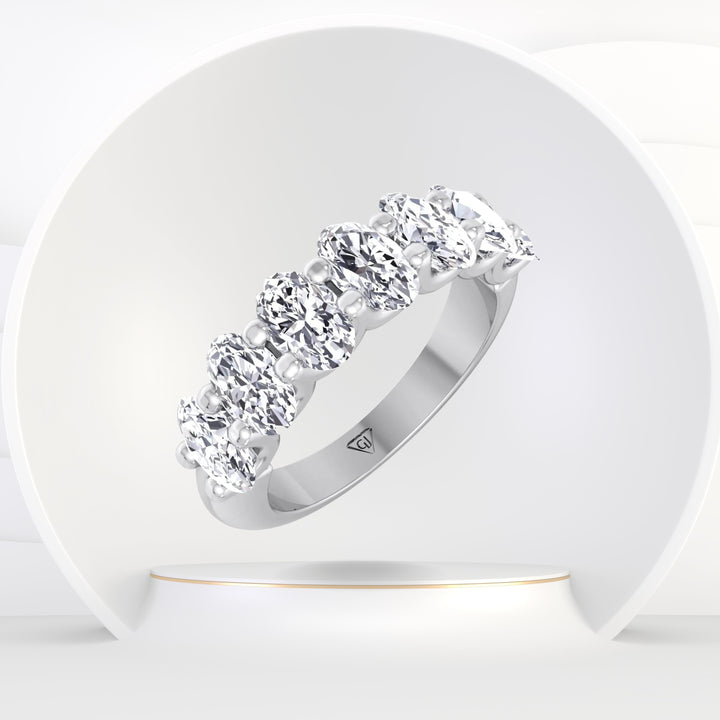 Lucca - Oval Shape Natural Diamond Semi Half Way Eternity Band - Gem Jewelers Co