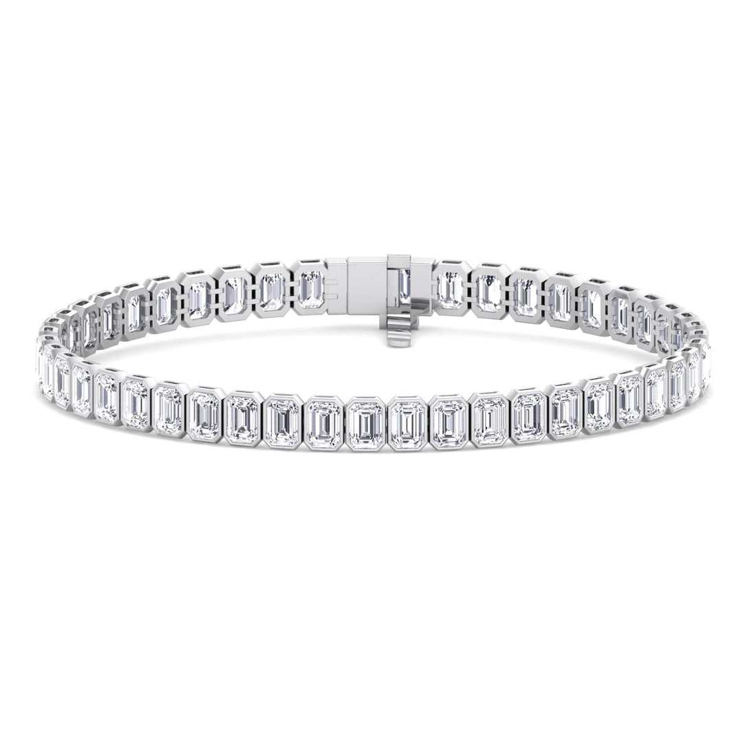 Bezel Set Diamond Tennis Bracelet 14K White Gold