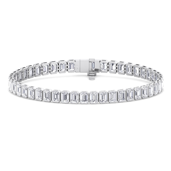 Bezel Set Diamond Tennis Bracelet 14K White Gold