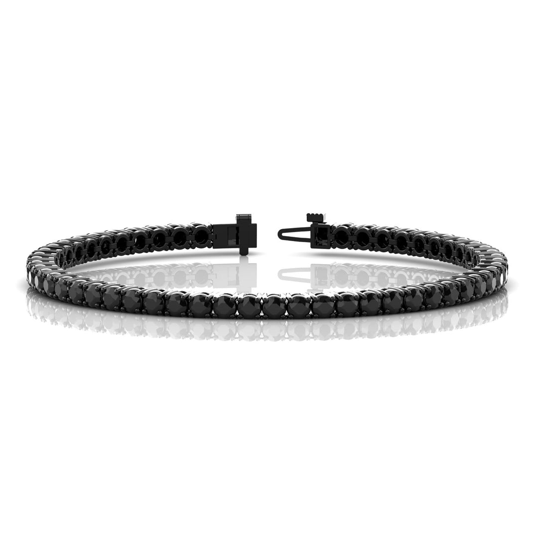 Men’s Natural Black Diamond Tennis Bracelet In Black Rhodium