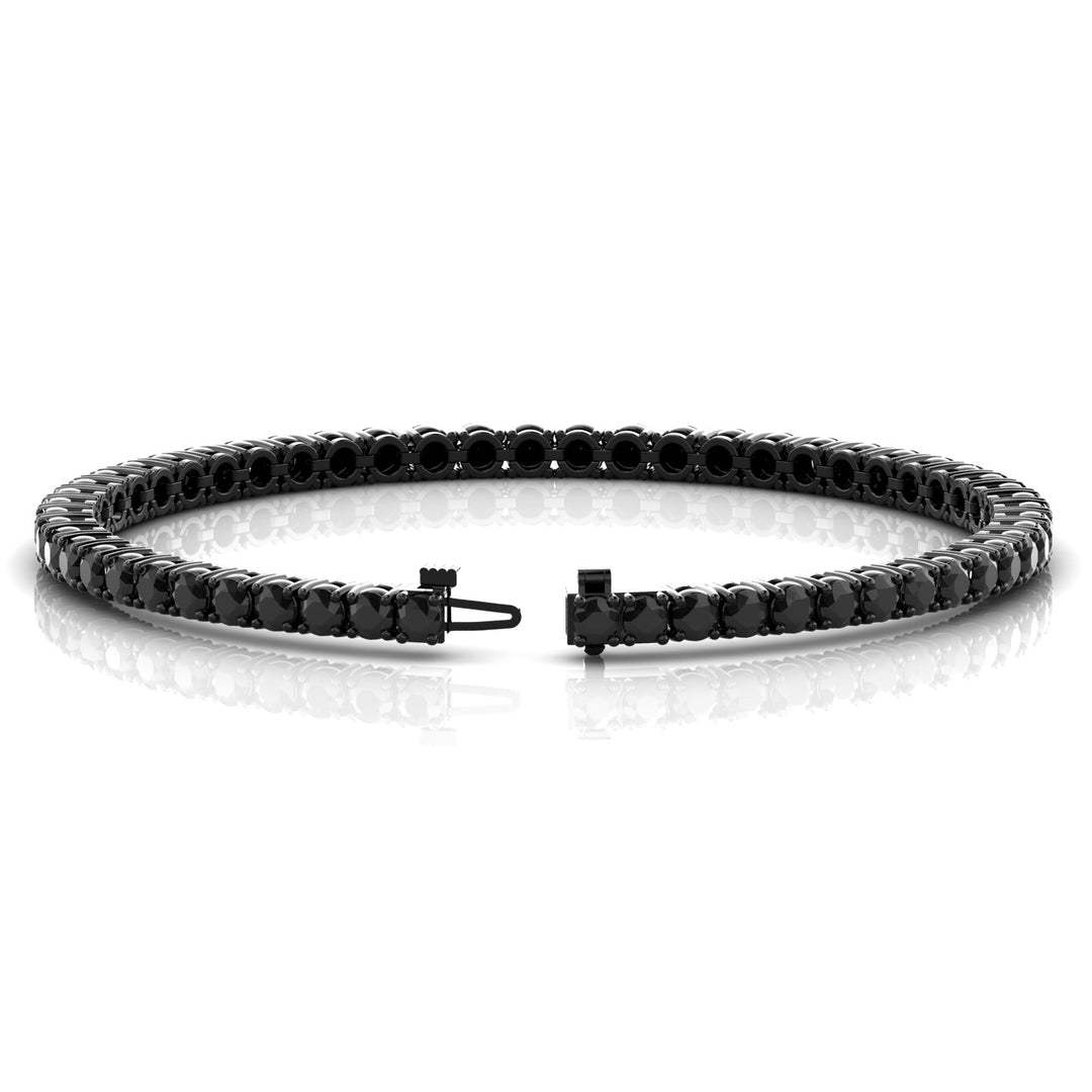 Men’s Natural Black Diamond Tennis Bracelet In Black Rhodium