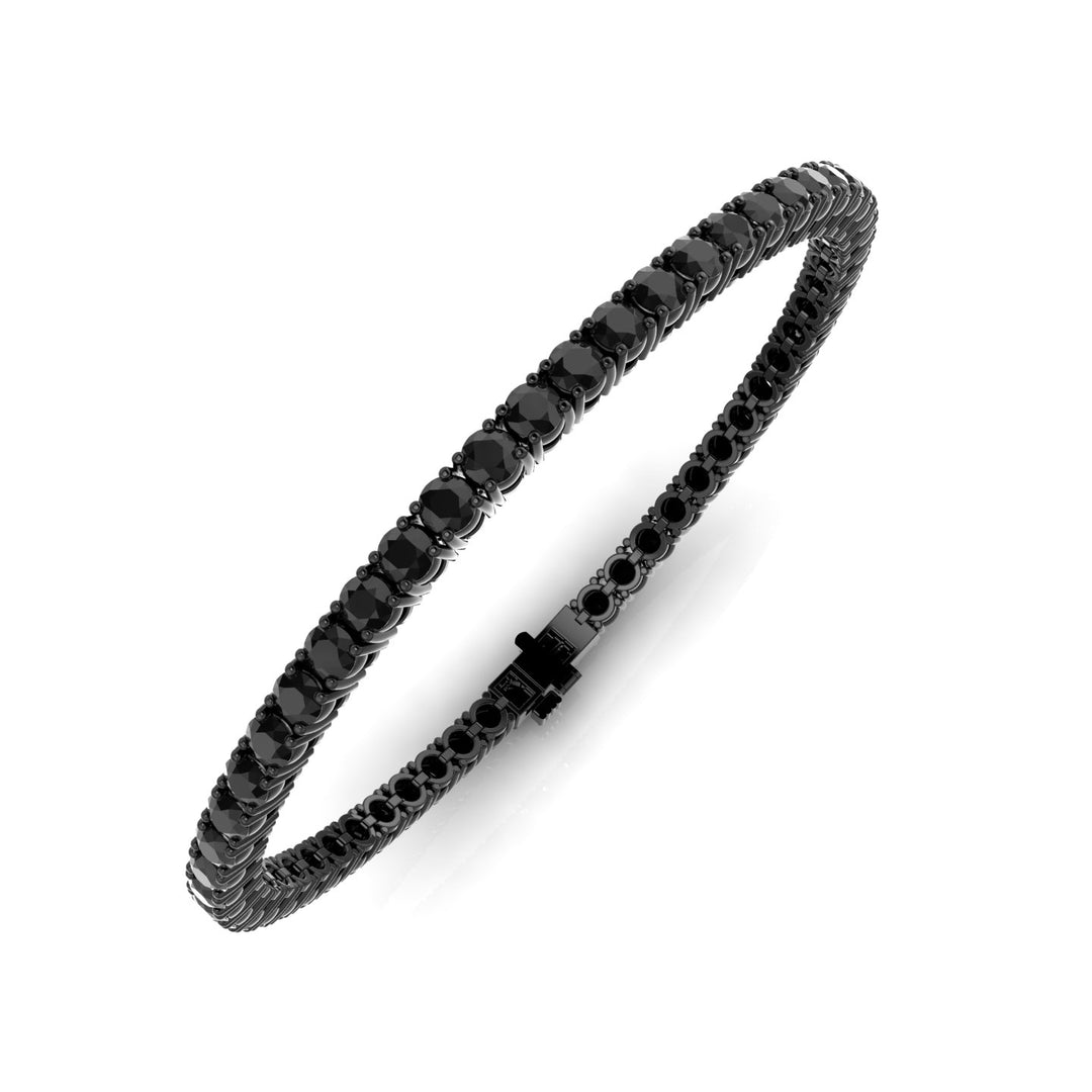 Men’s Natural Black Diamond Tennis Bracelet In Black Rhodium