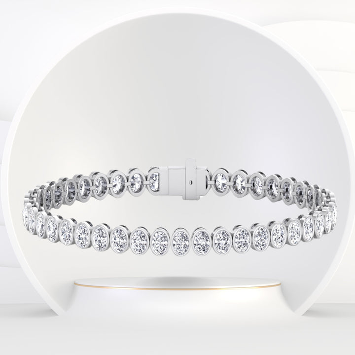 Paola - Bezel Set Oval Shape Natural Diamond Tennis Bracelet