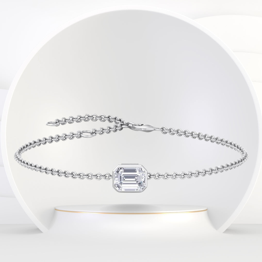 Tokyo - Bezel Set Emerald Cut Natural Diamond Bracelet - Gem Jewelers Co