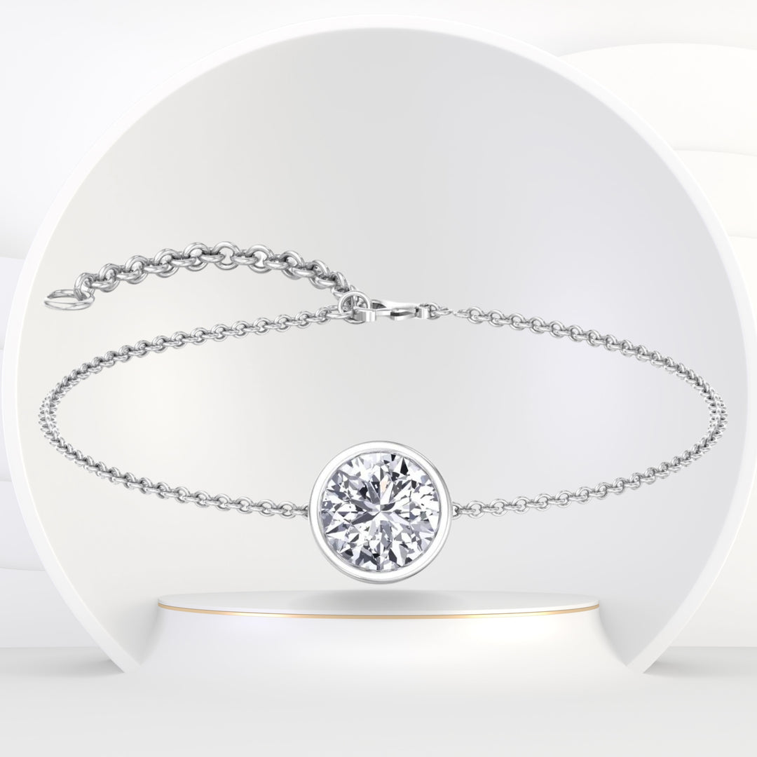 Maxi - Bezel Set Rolo Chain Natural Diamond Solitaire Bracelet
