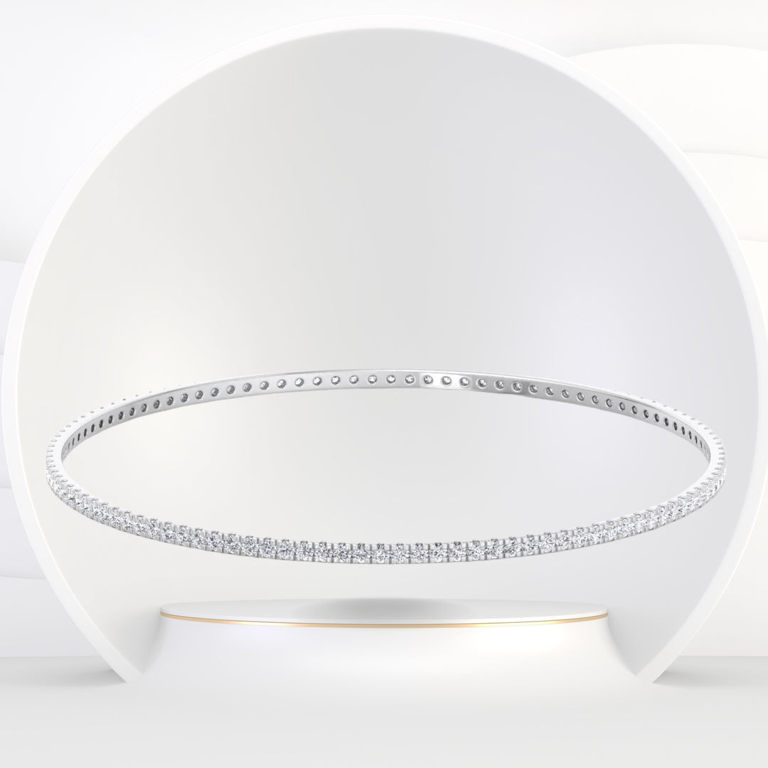 Round Cut Natural Diamond Bangle - Gem Jewelers Co