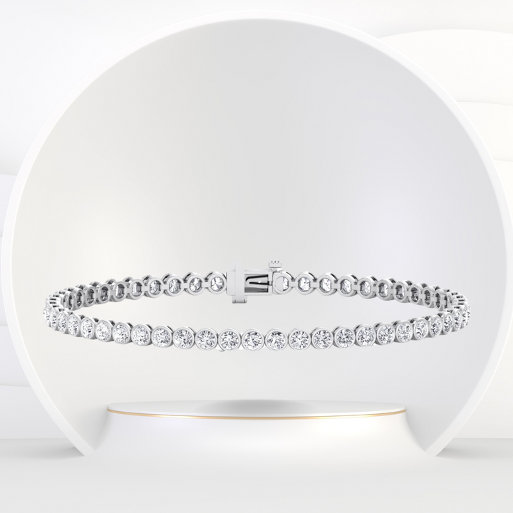 Bezel Set Natural Diamond Tennis Bracelet - Platinum