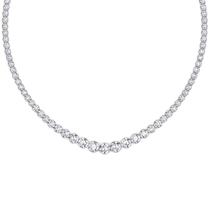 Graduated Natural Diamond Tennis Necklace Platinum (Crown Prong, Buttercup Setting)