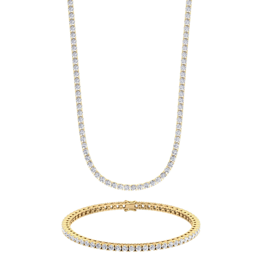 Diamond Tennis Necklace & Tennis Bracelet in 14k Yellow Gold