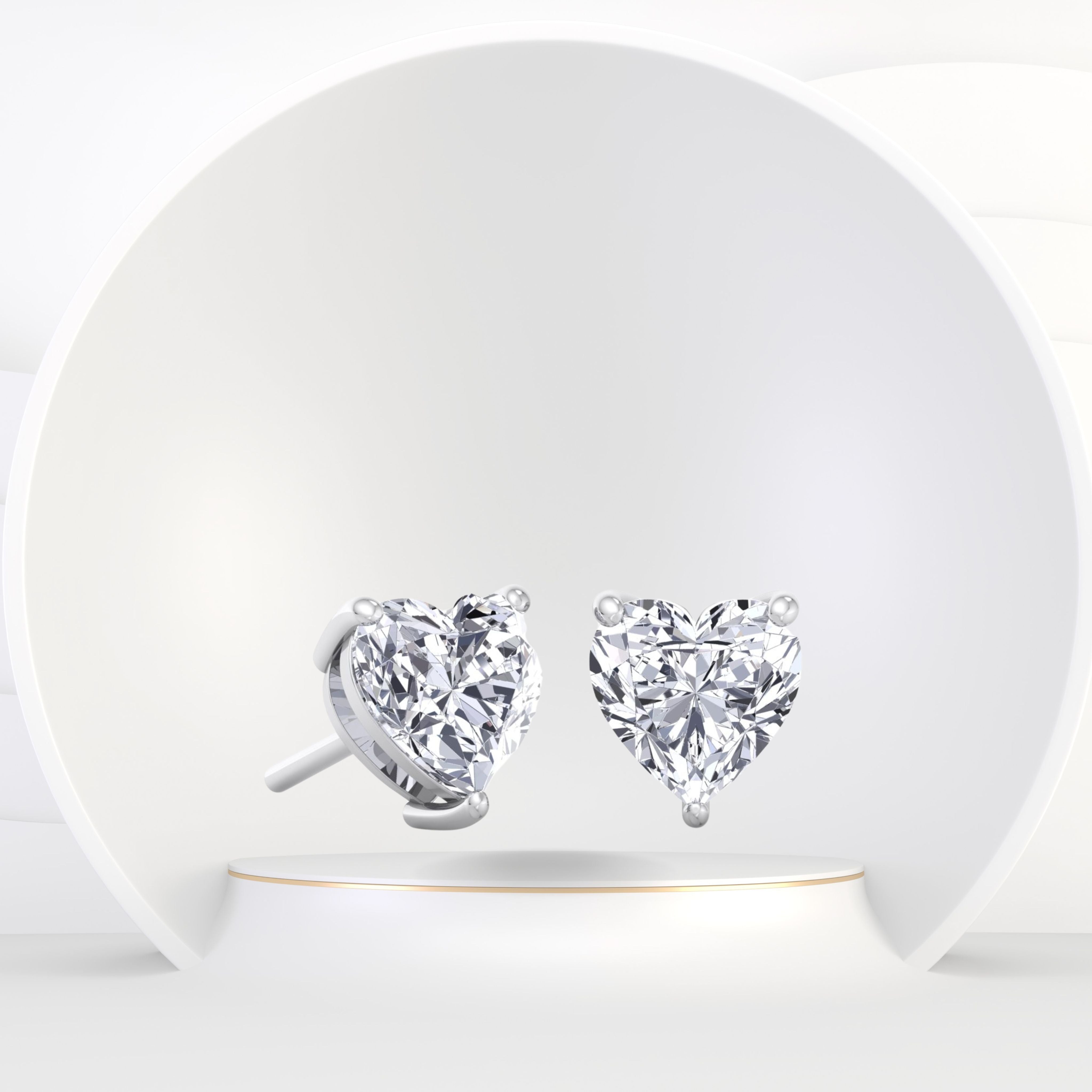 Fashion diamond stud heart earrings