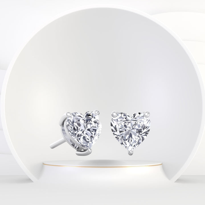 Davie - 1 Carat Heart Shape Diamond Stud Earrings - Gem Jewelers Co