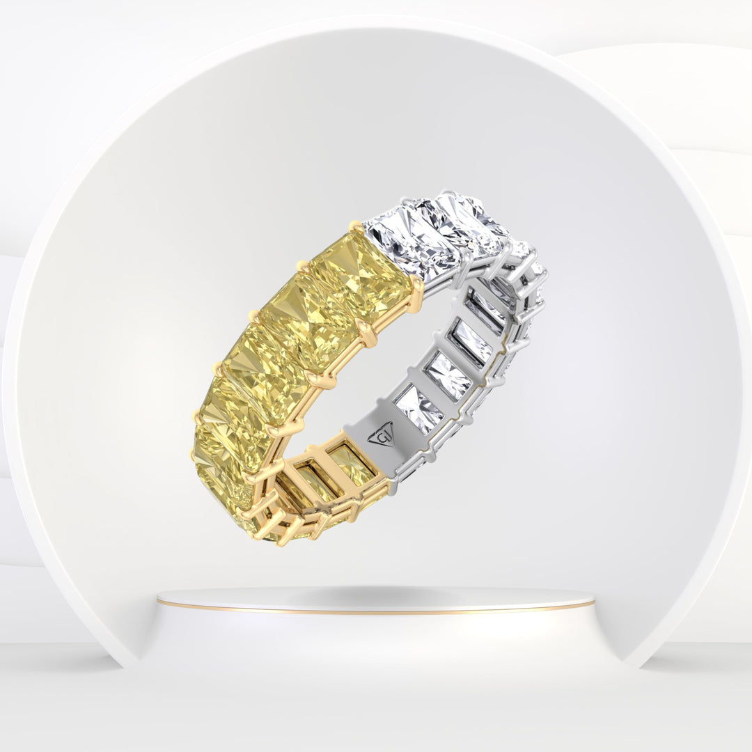 Gemma - Two Tone Radiant Cut Yellow Diamond Eternity Band - Gem Jewelers Co