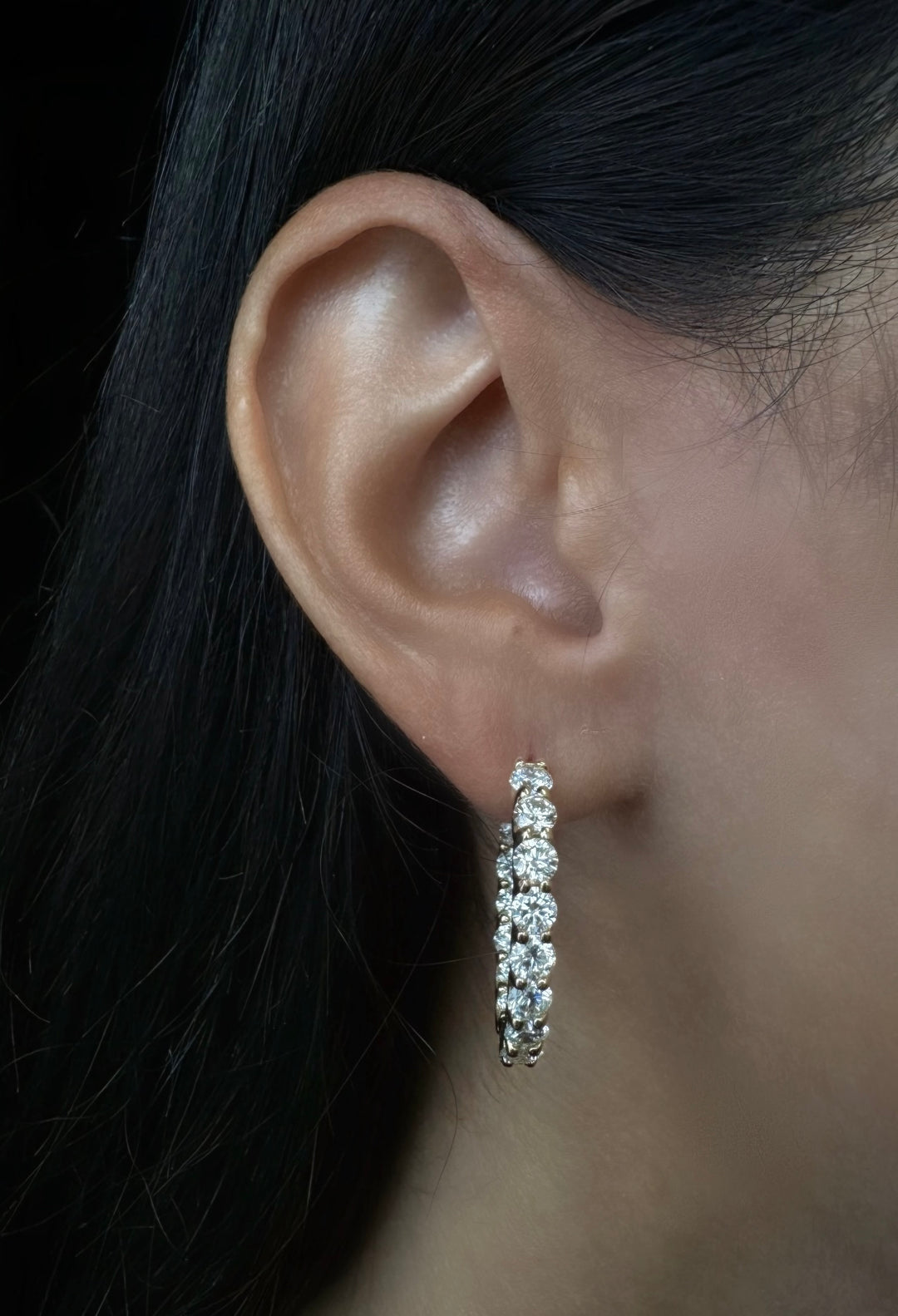 Clarice - 6.10CT Eternity Round Diamond Hoops