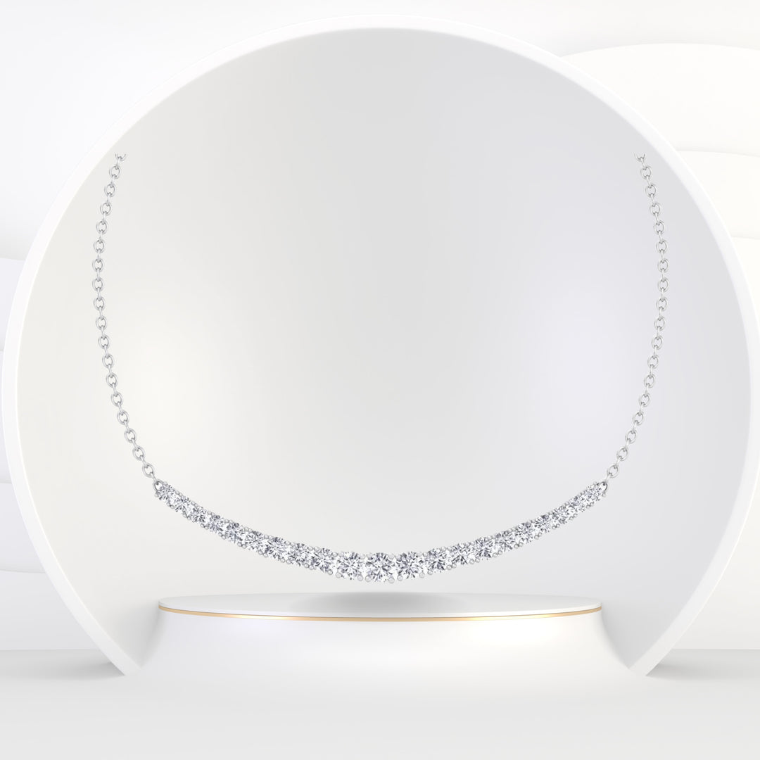 Graduated Natural Diamond Tennis Necklace with Chain
