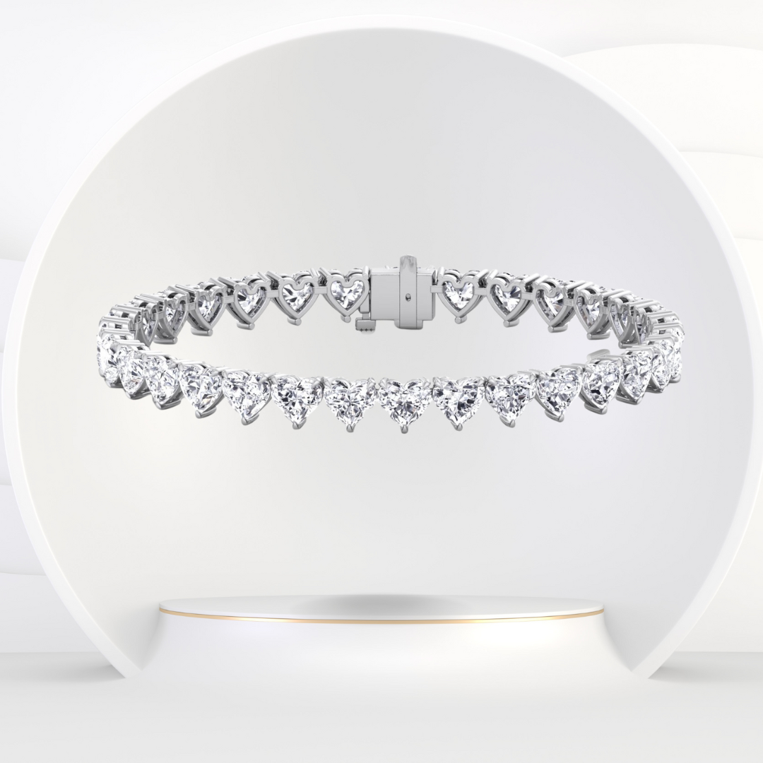 Heart Shape Natural Diamond Tennis Bracelet