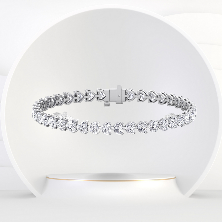 East to West Heart Shape Natural Diamond Tennis Bracelet