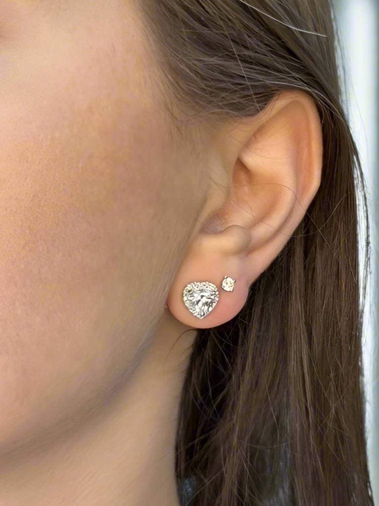 Tiana - Heart Shape Diamond Halo Studs