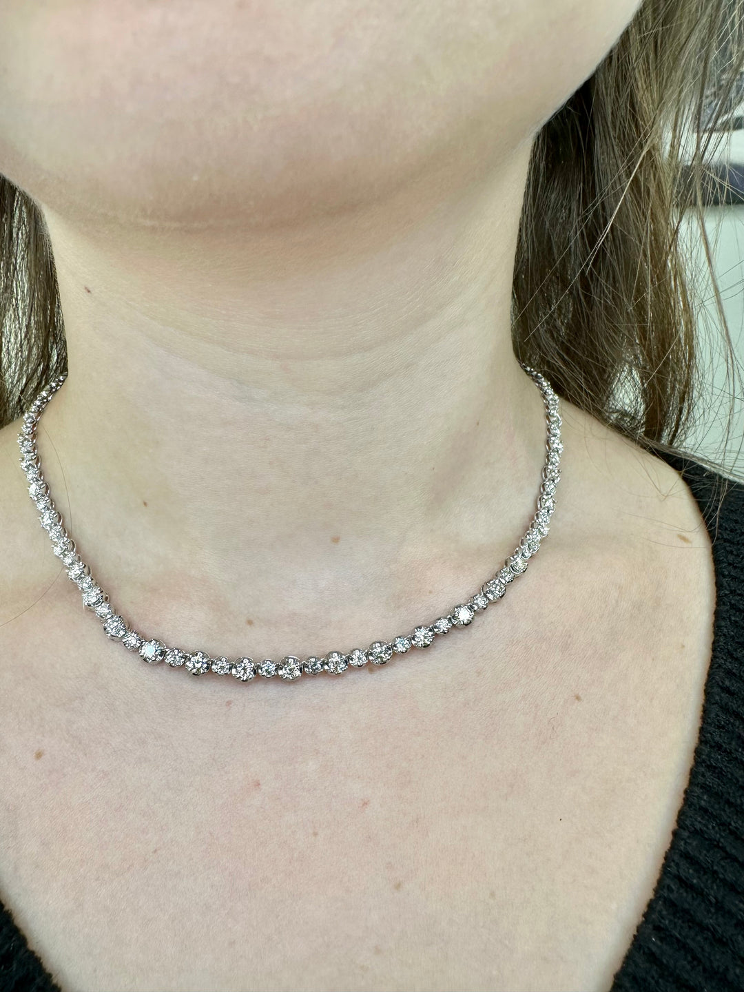 Burbank - Alternating Size Diamond Tennis Necklace - Gem Jewelers Co