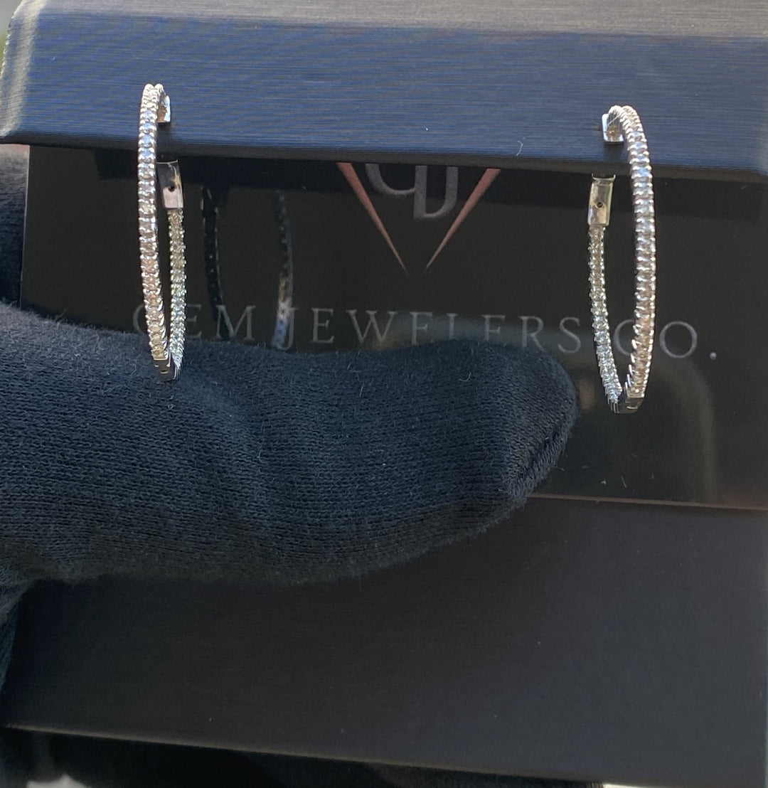 Sonal - 2.15CT Inside Out Round Diamond Hoop Earrings 1.5"