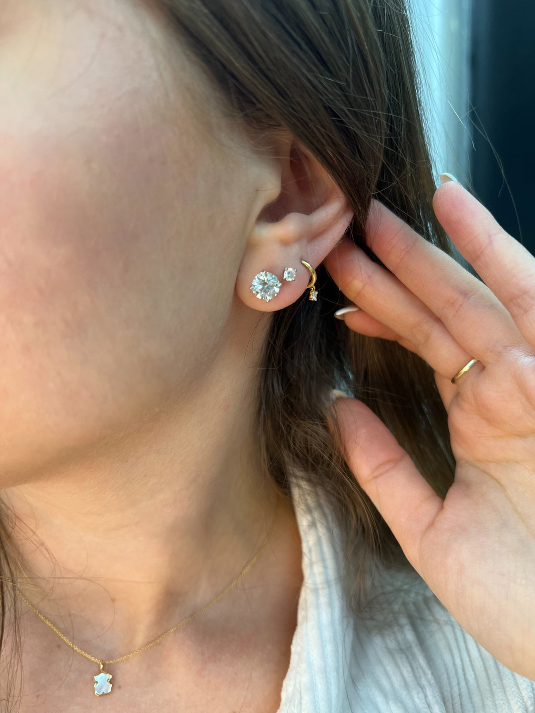 GIA Certified 1CT Round Cut Diamond Studs in 14K Solid Gold - Gem Jewelers Co