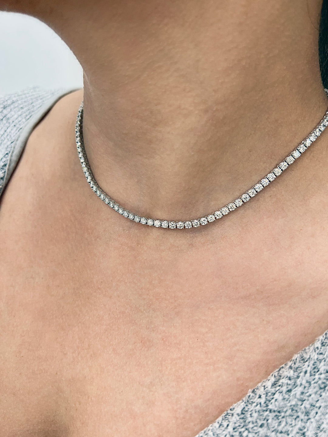 Gift Set - 4CT Diamond Tennis Necklace & 1.05CT Flexible Diamond Bangle in 14k Solid Gold - Gem Jewelers Co