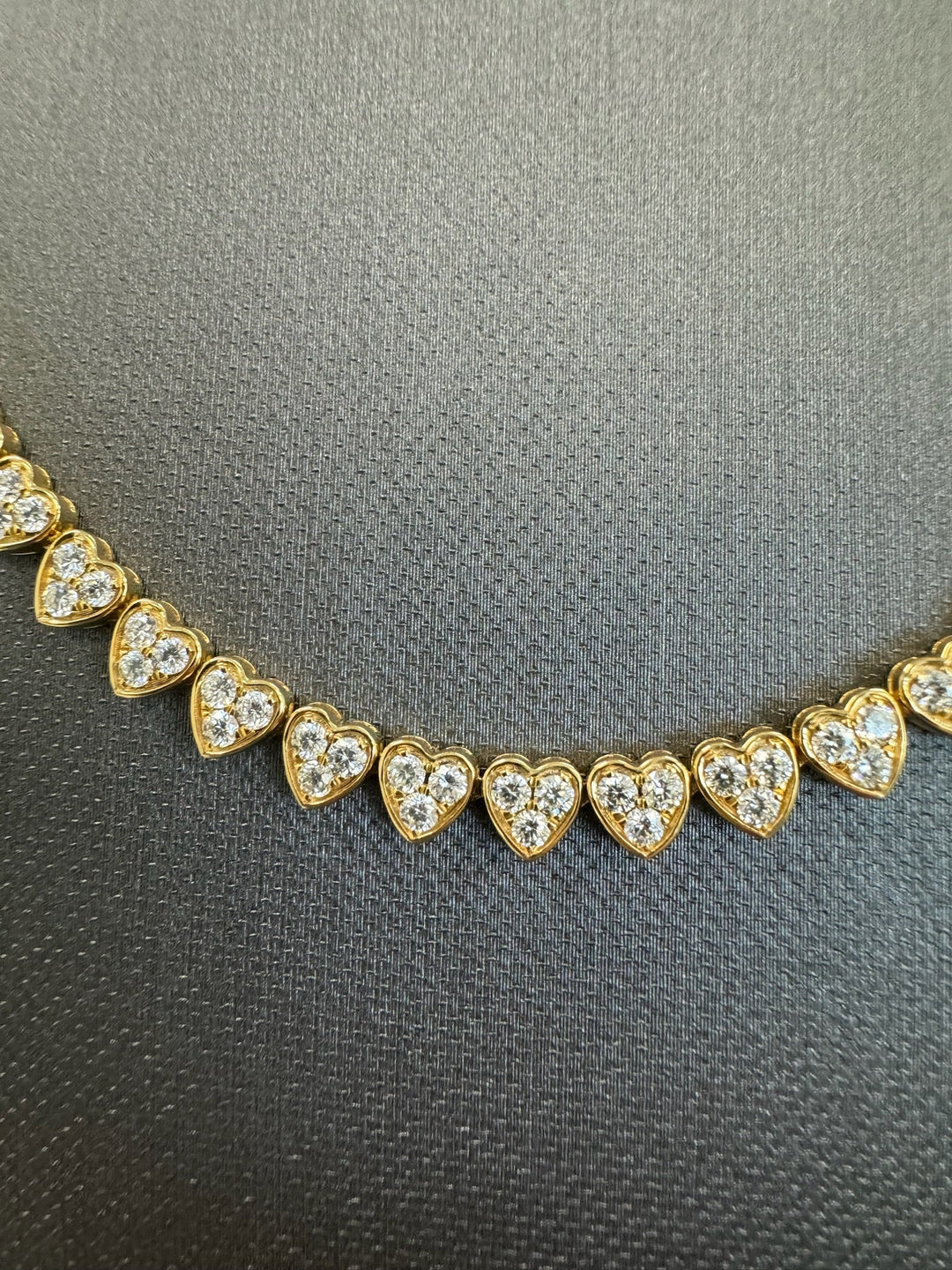 2 Carat Half Way Heart Shape Cluster Natural Diamond Tennis Necklace in Bezel Setting 14K Yellow Gold