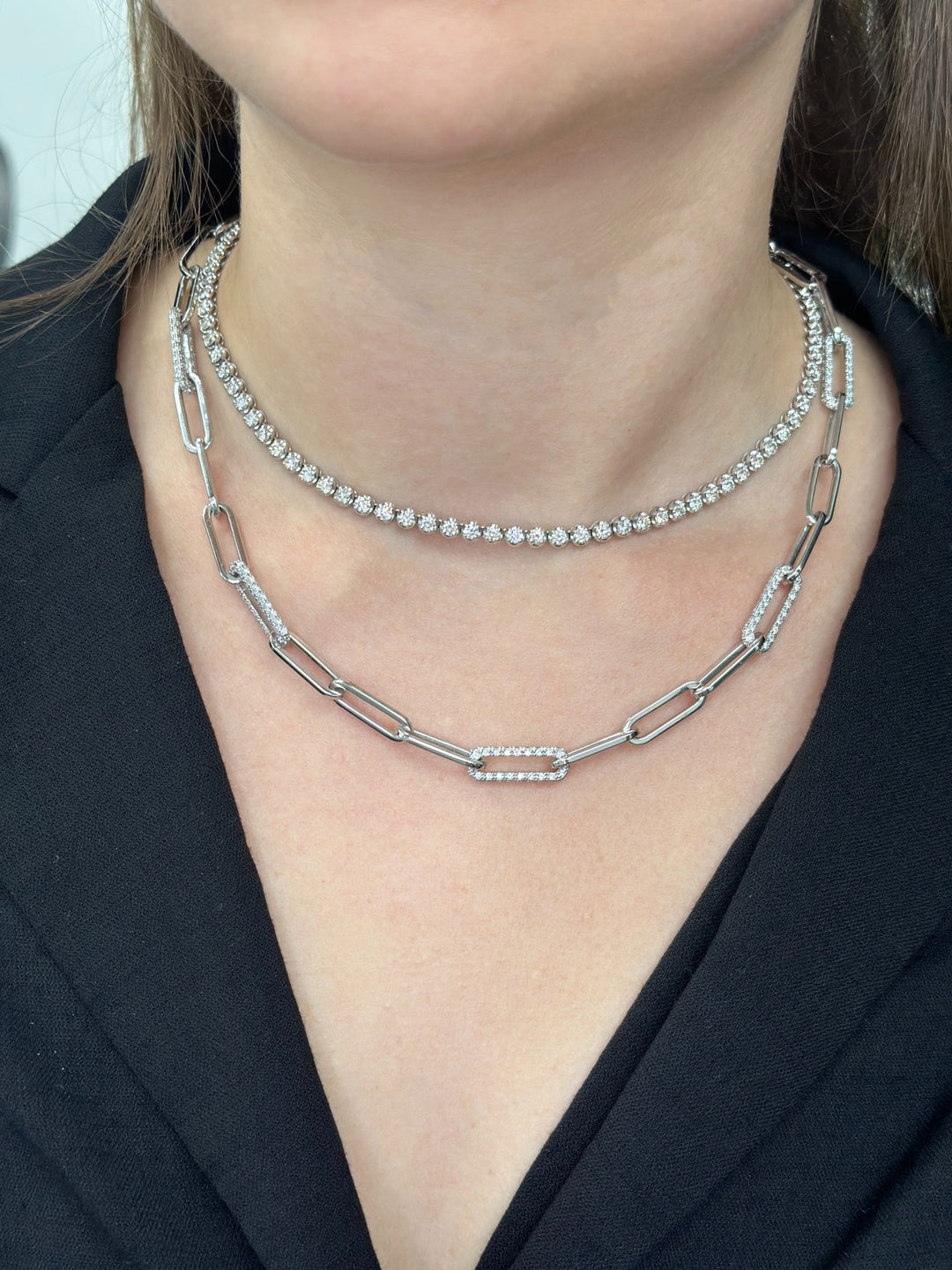 Domino - (5.35CT T.W.) Diamond Paperclip Link Necklace - Gem Jewelers Co