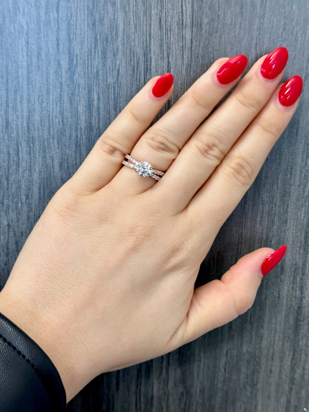 Praline - Split Double Band Round Diamond Ring with Side stones - Gem Jewelers Co