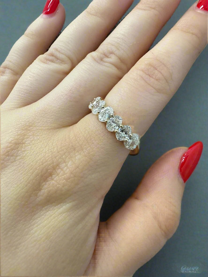 Lucca - Oval Shape Natural Diamond Semi Half Way Eternity Band - Gem Jewelers Co