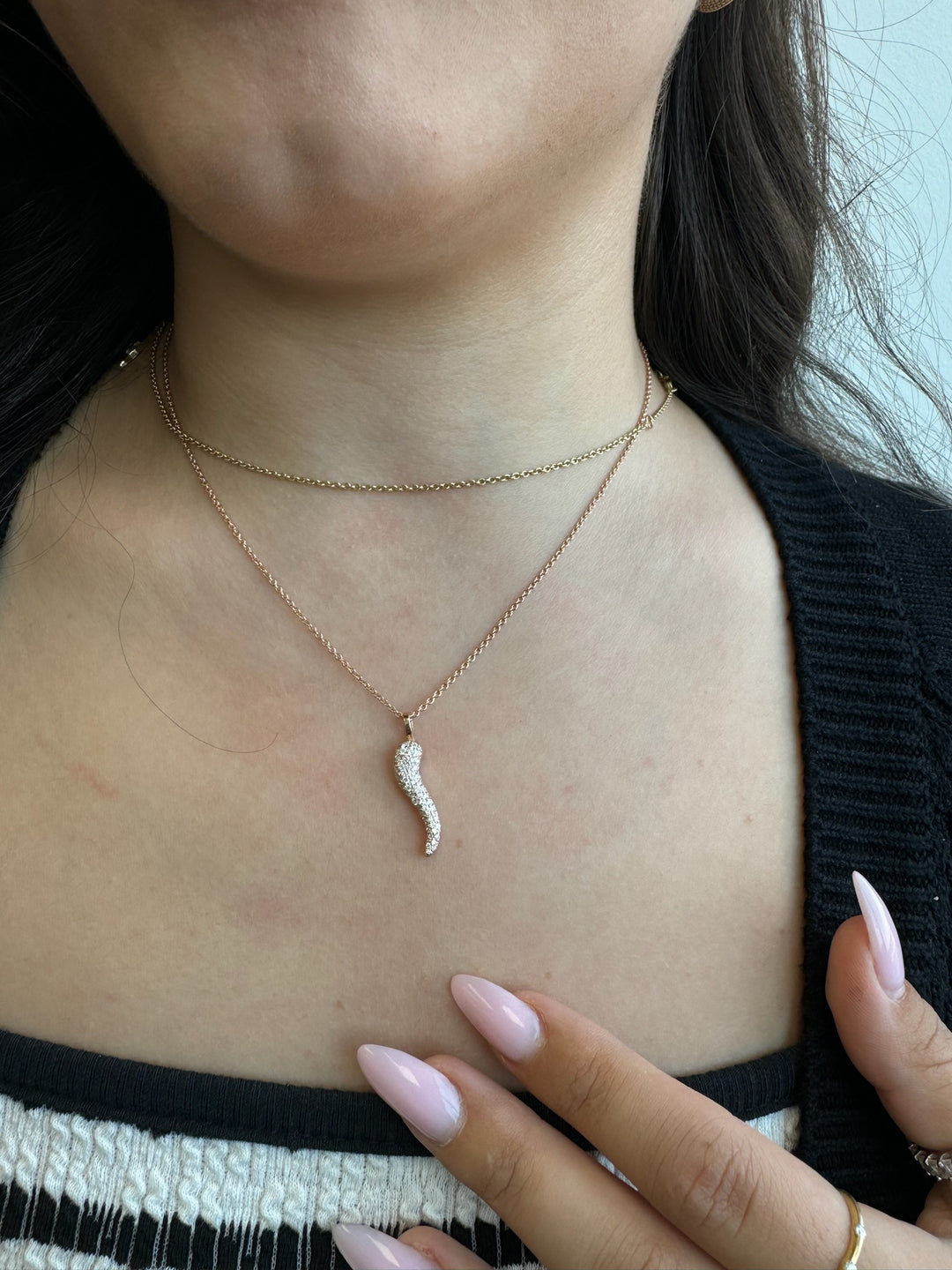 Melor - Diamond Italian Horn Pendant - Gem Jewelers Co