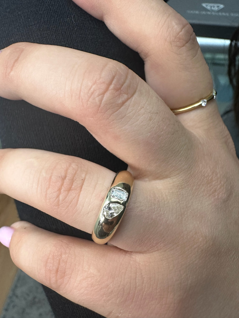 Verdiana - Toi et Moi Domed Bezel Set Diamond Ring - Gem Jewelers Co