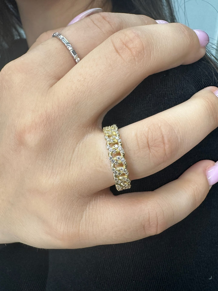 Nico - 1.23 CT Diamond Pave Cuban Link Ring (3mm) - Gem Jewelers Co