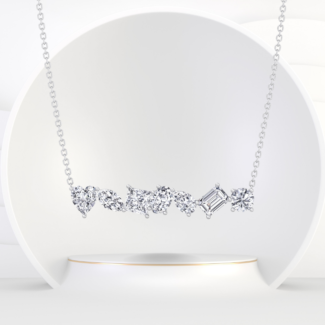 Multi Shape Natural Diamond Bar Pendant