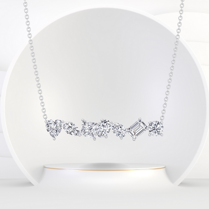 Multi Shape Natural Diamond Bar Pendant