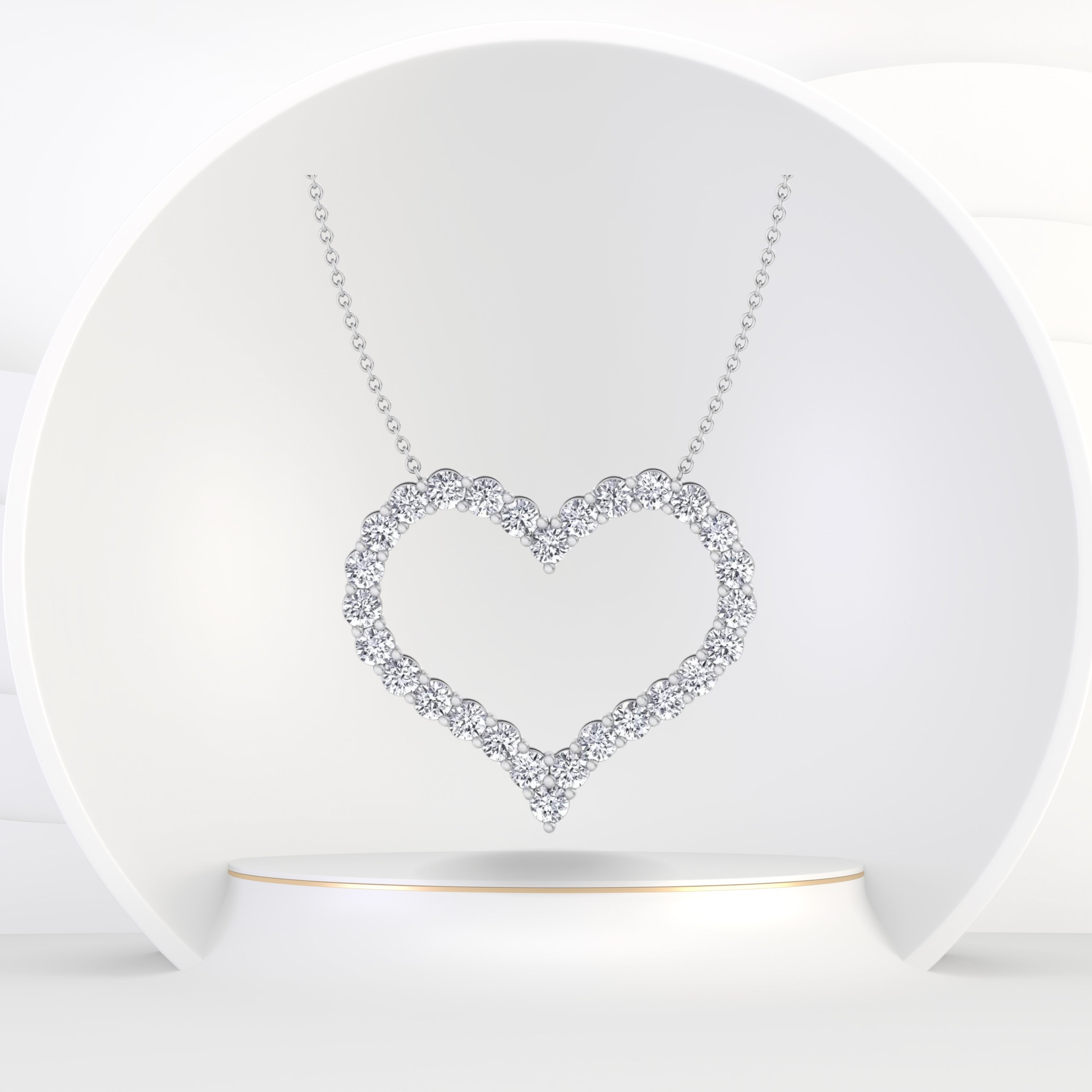 Open Heart Diamond Pendant Necklace1