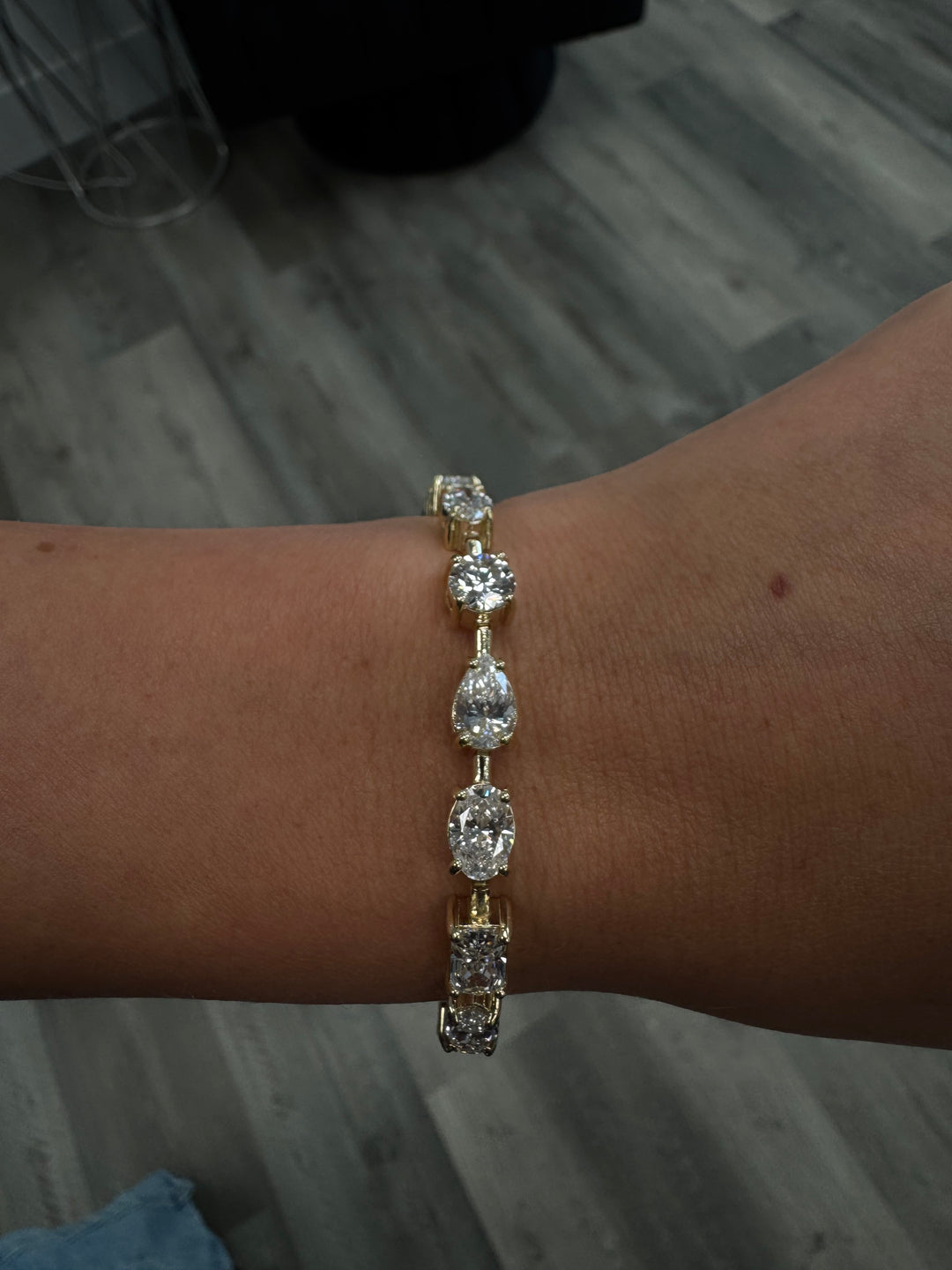 Mixed Shape Natural Diamond Tennis Bracelet 14K Solid Gold