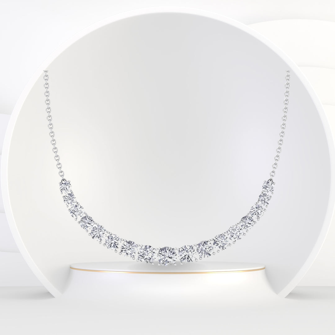 Halfway Graduated Natural Diamond Tennis Necklace - Gem Jewelers Co