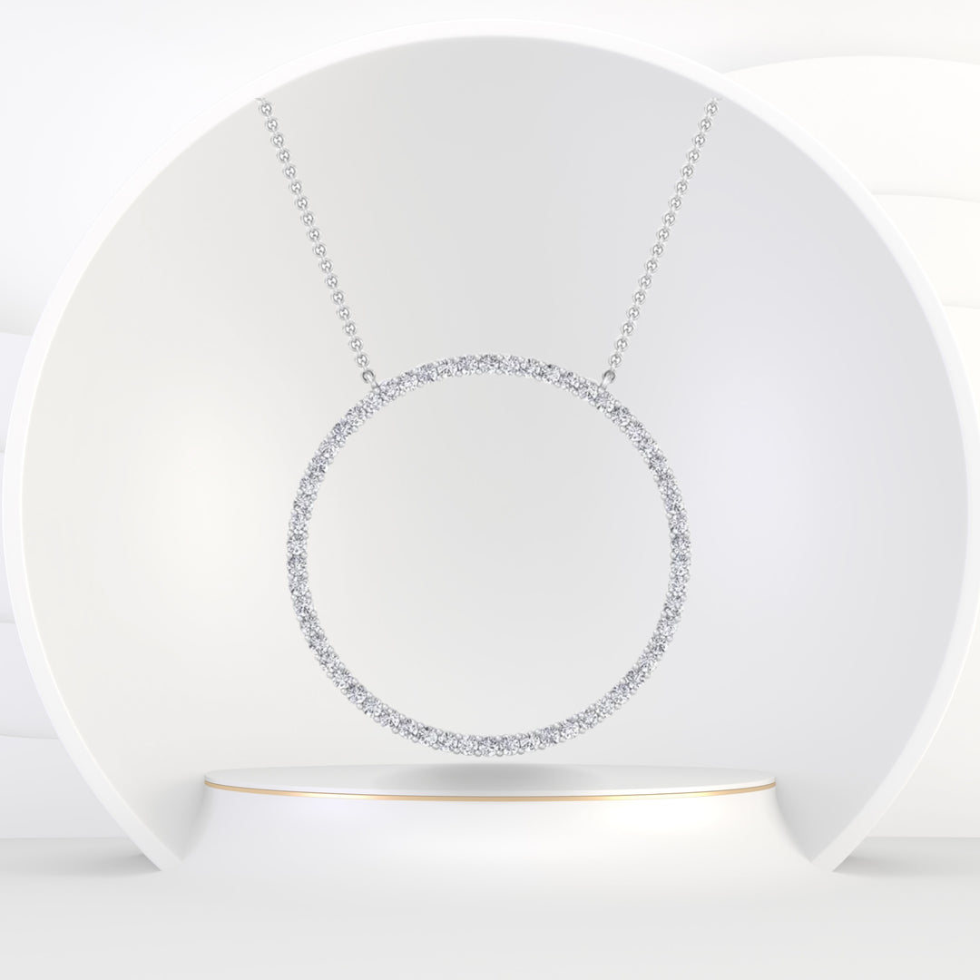 Rome - Big Diamond Circle Necklace - Gem Jewelers Co
