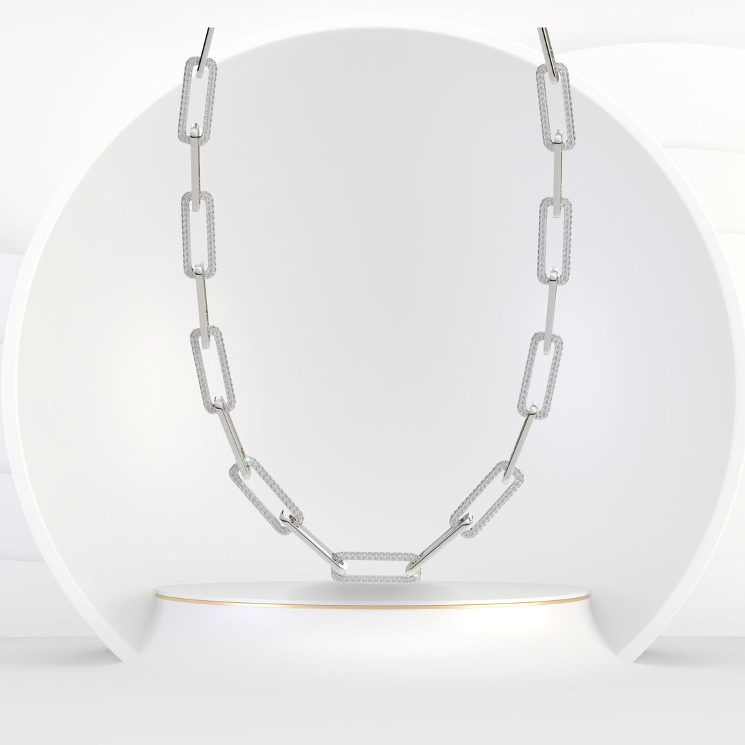 Domino - (5.35CT T.W.) Diamond Paperclip Link Necklace - Gem Jewelers Co