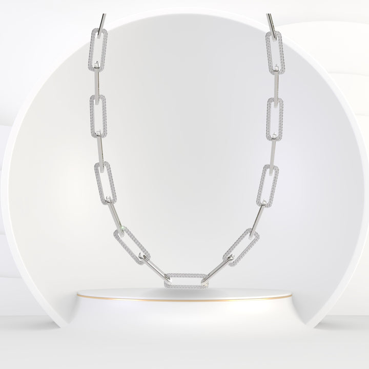 Domino - (5.35CT T.W.) Diamond Paperclip Link Necklace - Gem Jewelers Co