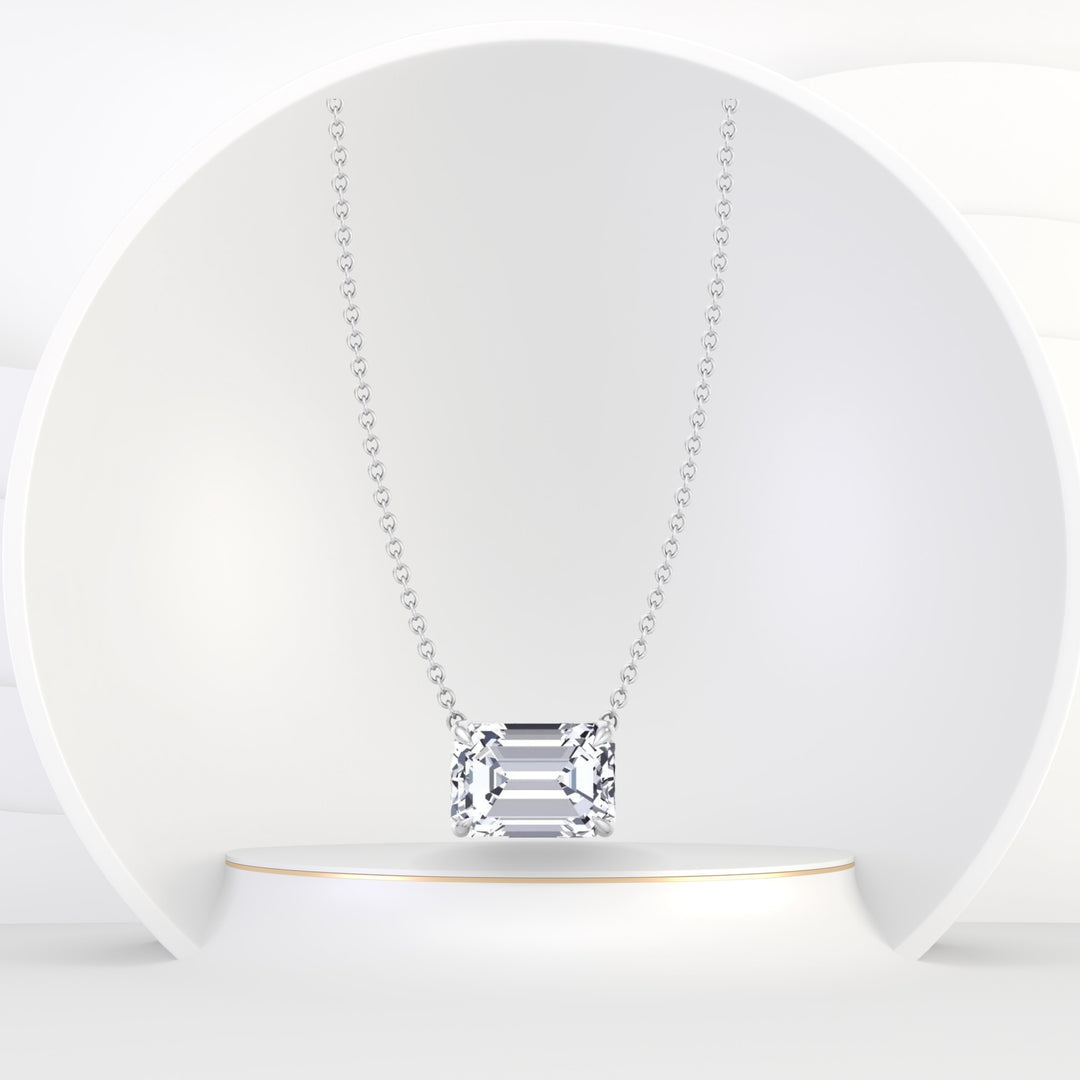 Ida - Emerald Shape Diamond Pendant - Gem Jewelers Co