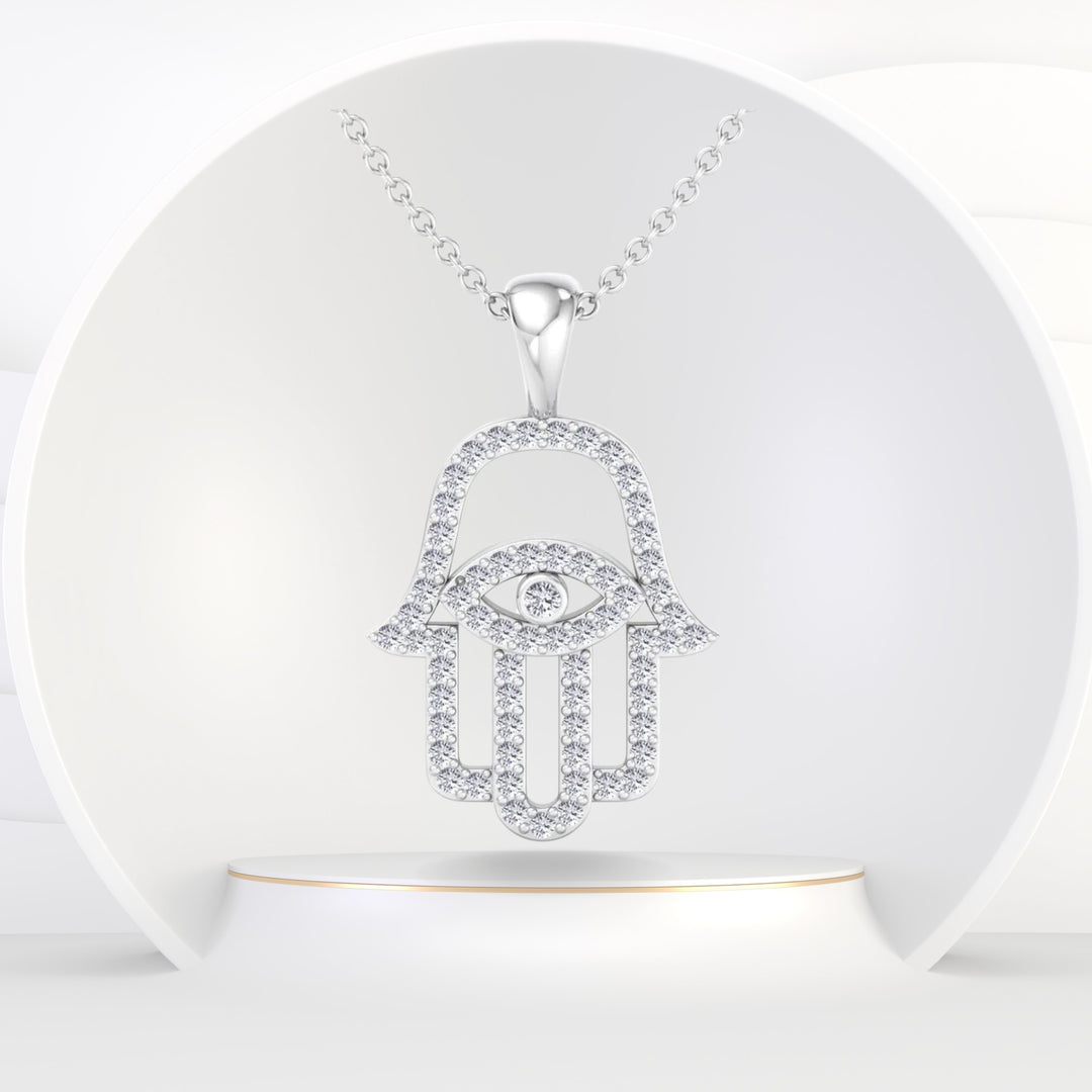 Habib - 1.20CT Diamond Hamsa Pendant Necklace - Gem Jewelers Co