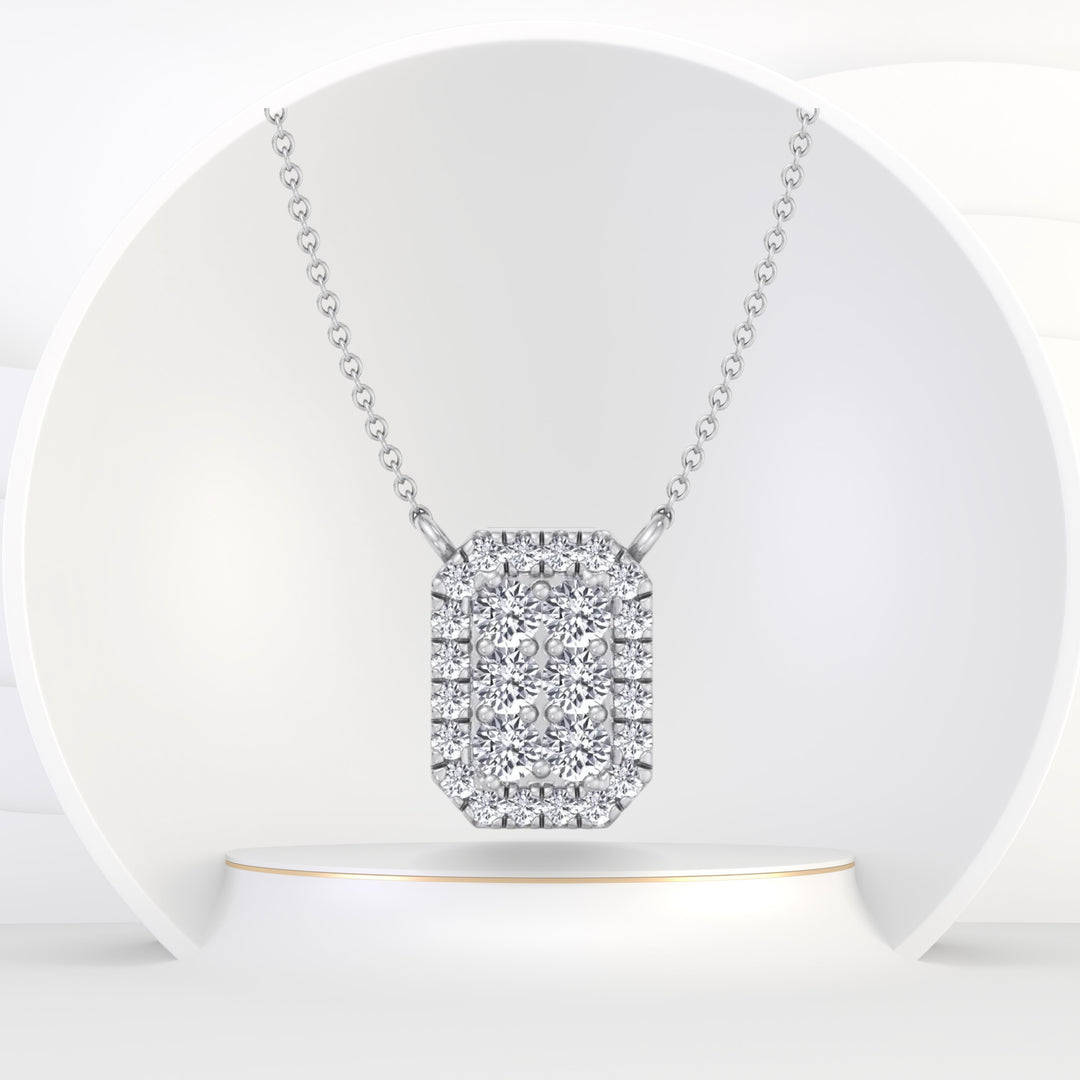 Athens - 1 Carat Emerald Shape Diamond Pendant Necklace - Gem Jewelers Co