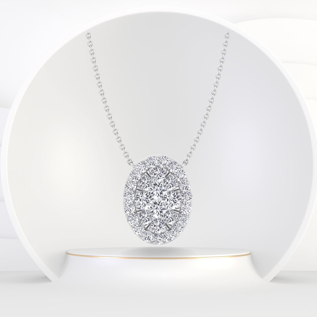Kyiv - 1 Carat Oval Shape Diamond Pendant Necklace - Gem Jewelers Co