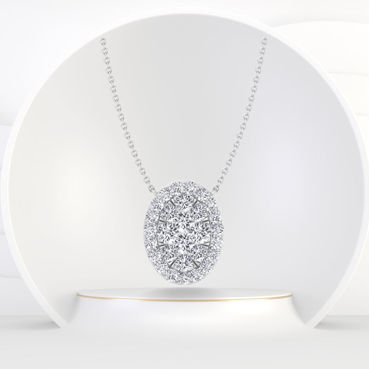 Kyiv - 1 Carat Oval Shape Diamond Pendant Necklace