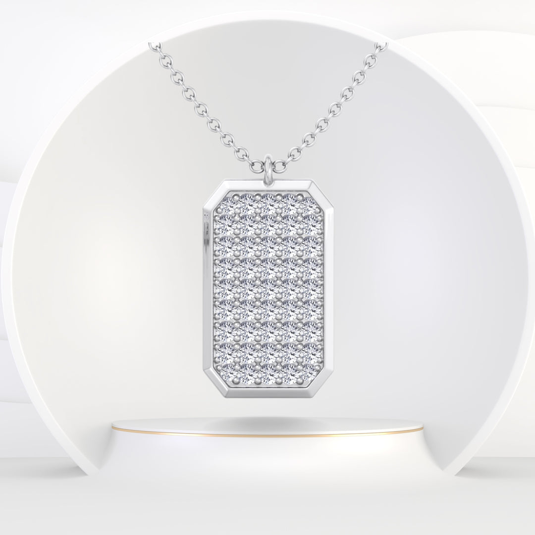 Vito - Diamond Dog Tag Pendant Necklace - Gem Jewelers Co