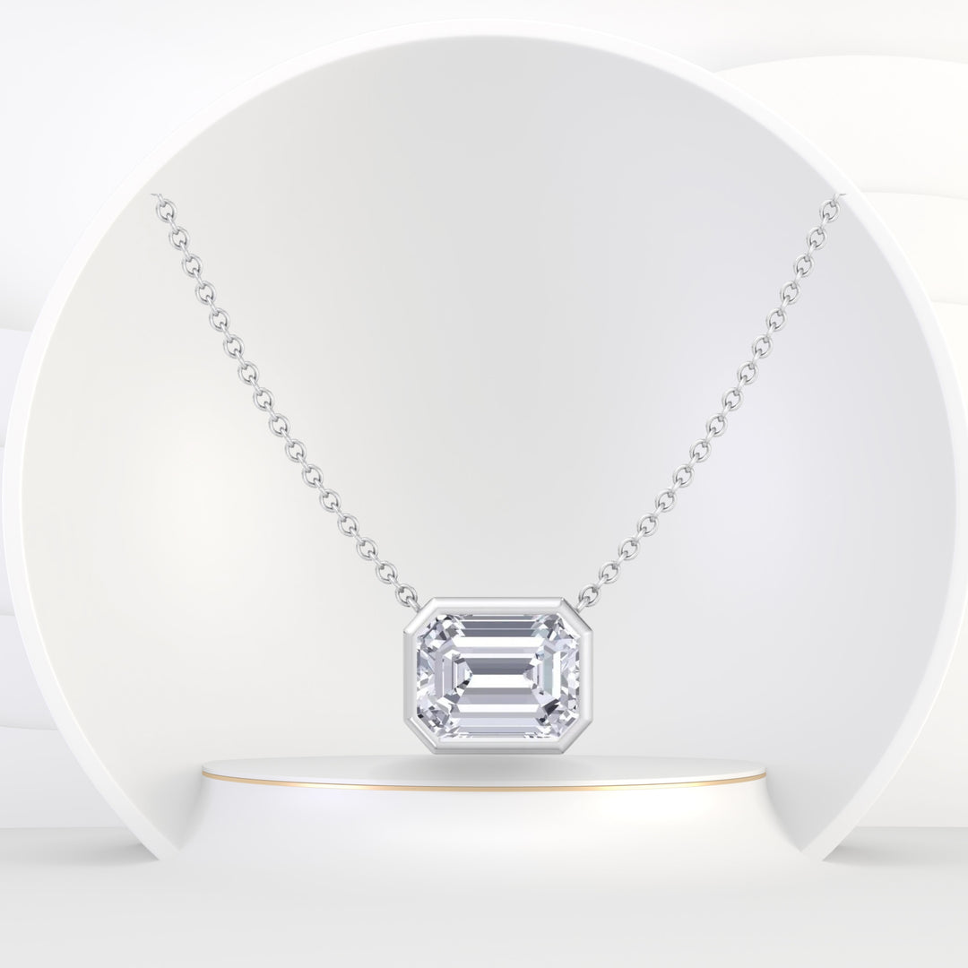 Emerald Cut Natural Diamond Pendant Necklace - Gem Jewelers Co