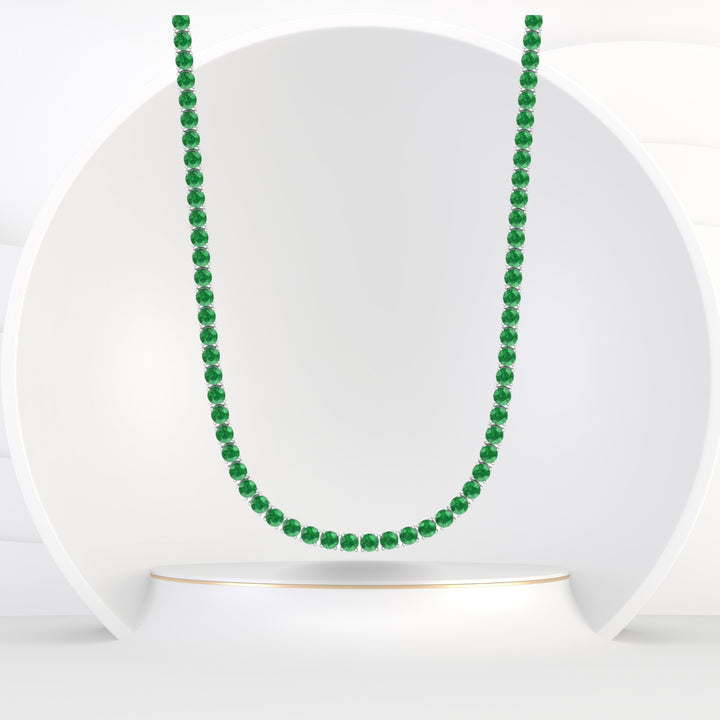 Giovane - Natural Green Emerald Tennis Necklace - Gem Jewelers Co