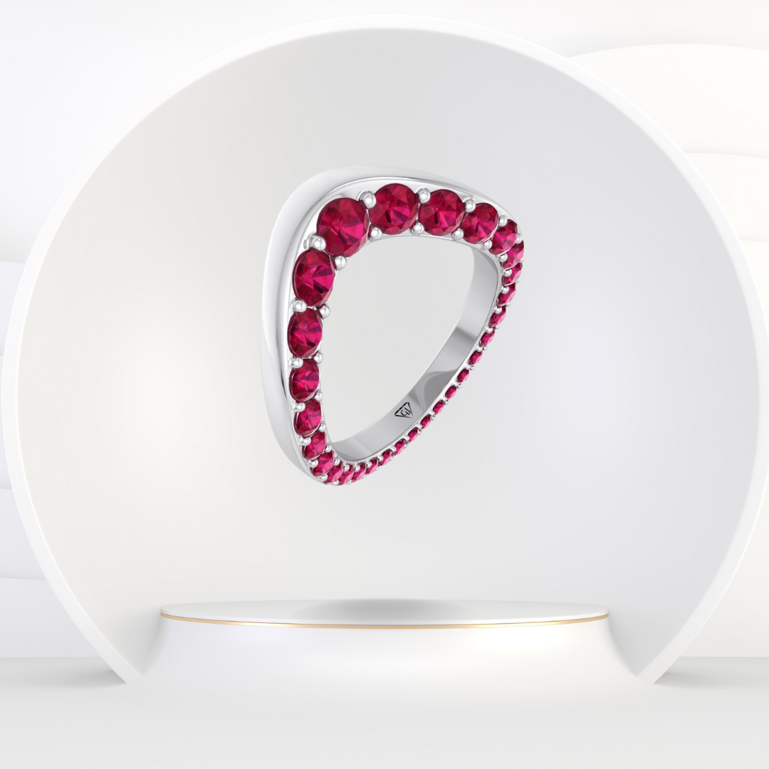 Natural Red Ruby Invisible Halo Eternity Band