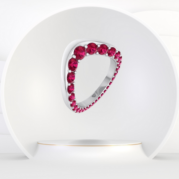 Natural Red Ruby Invisible Halo Eternity Band
